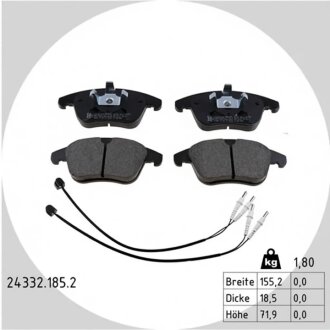 Колодки гальмівні дискові (комплект 4 шт) ZIMMERMANN 24332.185.2