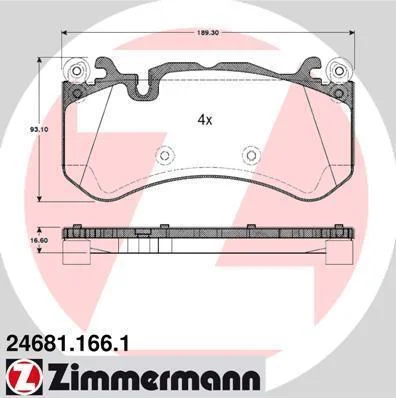 Колодки тормозные дисковые, к-кт ZIMMERMANN 246811661 (фото 1)