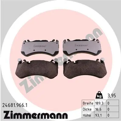 Колодки гальмівні дискові ПЕРЕДН СЕРИЯ RD:Z MB SL(R230) 600 06-,CLASS S COUP? (C216) CL600 06- ZIMMERMANN 24681.966.1 (фото 1)
