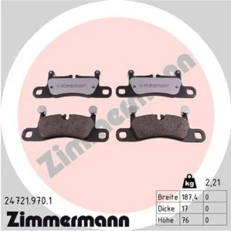 Колодки гальмівні дискові ЗАДН СЕРИЯ RD:Z R=18' VW TOUAREG 3.0V6,3.6,3.0V6TDI,4.2V8FSI,4.2V8TDI 10 -ua ZIMMERMANN 24721.970.1