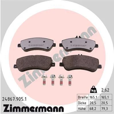 Колодки гальмівні дискові ПЕРЕДН СЕРИЯ RD:Z MB GLK-CLASS(X204) 220-350 08- ZIMMERMANN 24867.905.1 (фото 1)