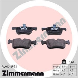 Колодки гальмівні дискові ПЕРЕДН BMW 3(F30) 1.6 2.0 2011-, BMW 1 (F20) 2010- -ua ZIMMERMANN 24912.185.1