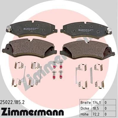 Колодки тормозные дисковые передние LANDROVER DISCOVERY III-IV 3.0 5.0 09-,RANGE ROVER III 3.6 06- 5. ZIMMERMANN 25022.185.2 (фото 1)