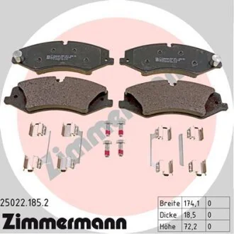 Колодки тормозные дисковые передние LANDROVER DISCOVERY III-IV 3.0 5.0 09-,RANGE ROVER III 3.6 06- 5. ZIMMERMANN 25022.185.2