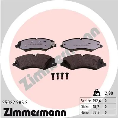 Колодки тормозные дисковые ПЕРЕДН СЕРИЯ RD:Z LANDROVER DISCOVERY III-IV 3.0 5.0 09-,RANGE ROVER III ZIMMERMANN 25022.985.2 (фото 1)