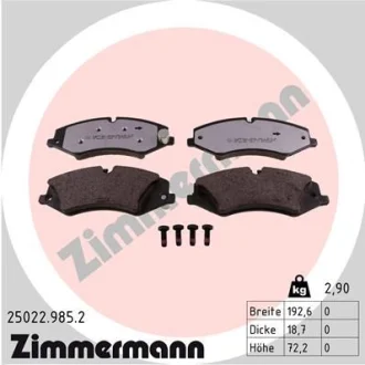 Колодки тормозные дисковые ПЕРЕДН СЕРИЯ RD:Z LANDROVER DISCOVERY III-IV 3.0 5.0 09-,RANGE ROVER III ZIMMERMANN 25022.985.2