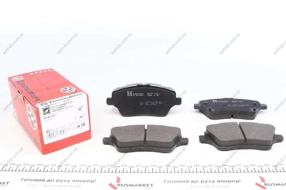 Колодки гальмівні дискові ПЕРЕДН FORD TOURNEO COURIER 1.0-1.6 2014-,FIESTA VI 1.6 2013-,B-MAX 2012 -ua ZIMMERMANN 25134.170.1 (фото 1)