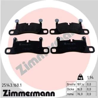 Колодки тормозные дисковые (комплект 4 шт.)) ZIMMERMANN 25143.160.1