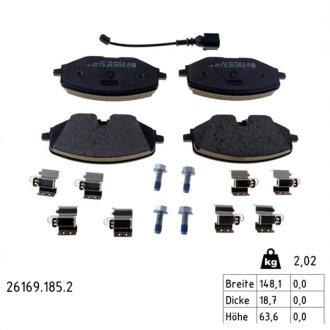 Колодки гальмівні дискові (комплект 4 шт) ПЕРЕДН SEAT LEON (KL1) 11/19-,SEAT LEON SPORTSTOURER (KL ZIMMERMANN 26169.185.2
