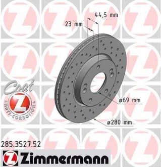 Диск гальмівний ПЕРЕДН SPORT Z HYUNDAY I30 1.4 1.6 1.6CRDI 2010- ZIMMERMANN 285.3527.52