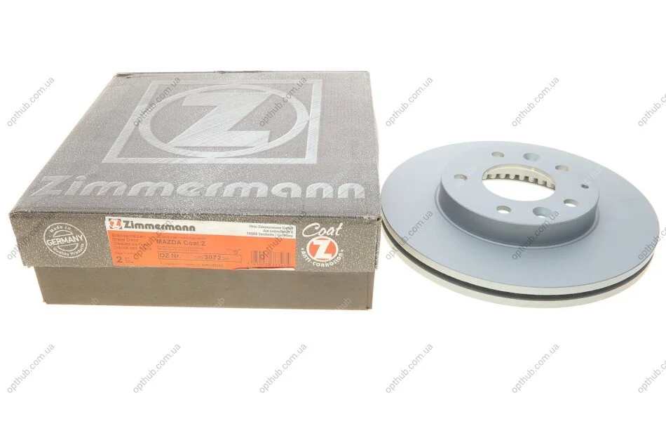 Диск гальмівний (передній) Mazda 323/626/6 97-13/Premacy 99-05 (274x24) (opt-om) ZIMMERMANN 370.3072.20 (фото 1)
