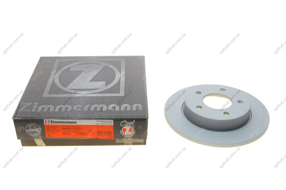 Диск гальмівний (задній) Mazda 3 1.3-2.2 MZR 04-14 (265x11) UA63 ZIMMERMANN 370.3078.20 (фото 1)