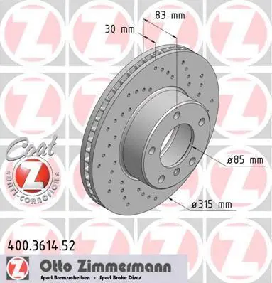 Диск тормозной передний SPORT Z MB G-CLASS 230-500 95- ZIMMERMANN 400.3614.52 (фото 1)