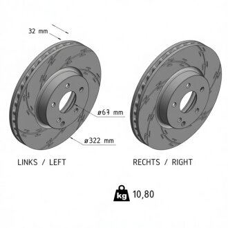Диск гальмівний ПЕРЕДН С КАНАВКАМИ ЧЕРНЫЙ MB W204 С320 С350 07- ДИАМЕТР 322 ZIMMERMANN 400.3654.53