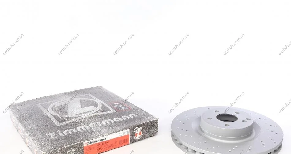 Диск тормозной (передний) MB S-class (W221)/E-class (W211) 03-13 (350x32)(с покр)(с отверстиями) UA63 ZIMMERMANN 400.3658.20 (фото 1)