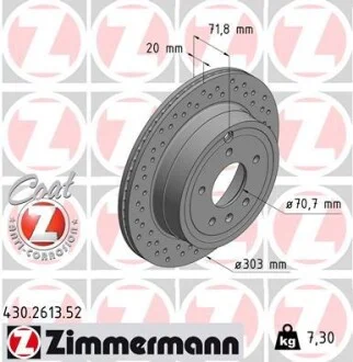 ДИСК тормозной задней SPORT Z CHEVROLET CAPTIVA 6/06-,OPEL ANTARA 5/06- ZIMMERMANN 430.2613.52