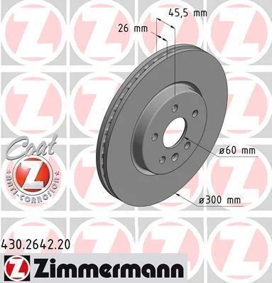 Диск гальмівний Coat Z ZIMMERMANN 430264220 (фото 1)