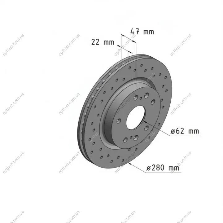 Диск гальмівний SPORT Z SUZUKI SX4 S-CROSS 1.6 2013- D= 280MM -ua ZIMMERMANN 540.5310.52 (фото 1)