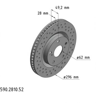 Диск гальмівний ПЕРЕДН SPORT Z TOYOTA CAMRY 2.4 06-,RAV4 2.0-2.4 06- -ua ZIMMERMANN 590.2810.52