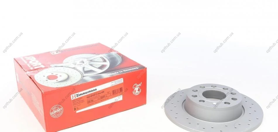 Диск гальмівний ЗАДН SPORT Z SKODA OCTAVIA 08-,SUPERB 1.4-2.0 08-;VW CADDY III 2010-;SEAT LEON 2.0 ZIMMERMANN 600.3241.52 (фото 1)