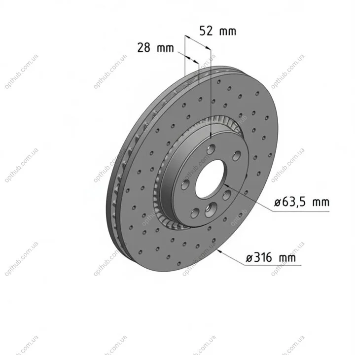 Диск гальмівний ПЕРЕДН SPORT Z FORD GALAXY 08-,S-MAX 06-;LAND ROVER 3.2 06-;VOLVO S60 10-,S80 V60 -ua ZIMMERMANN 610.3711.52 (фото 1)