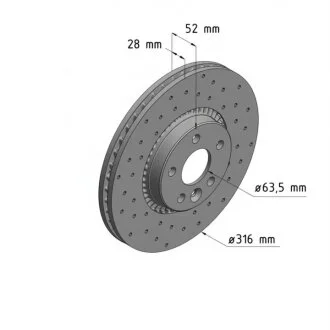 Диск гальмівний ПЕРЕДН SPORT Z FORD GALAXY 08-,S-MAX 06-;LAND ROVER 3.2 06-;VOLVO S60 10-,S80 V60 -ua ZIMMERMANN 610.3711.52